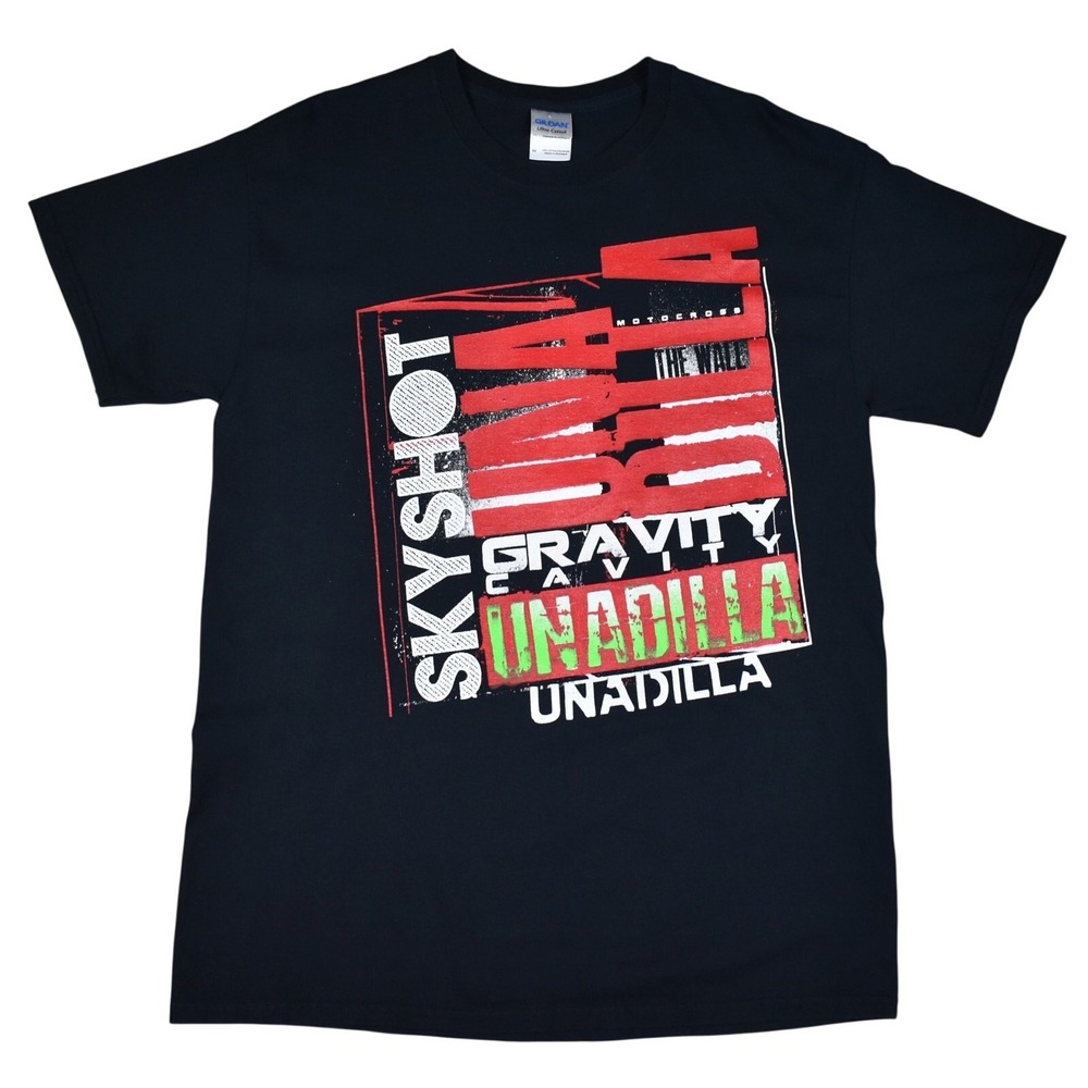 Y2K Motocross Unadilla Sky Shot T-Shirt Mens M Black Graphic Racing Bikercore